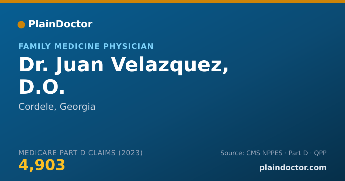 Shareable card for Juan Velazquez, D.O. - Family Medicine Physician, Cordele, GA