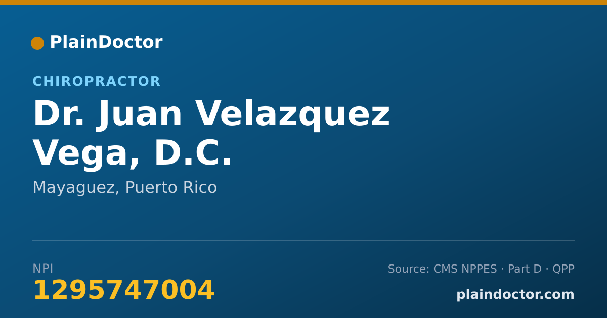 Shareable card for Juan Velazquez Vega, D.C. - Chiropractor, Mayaguez, PR