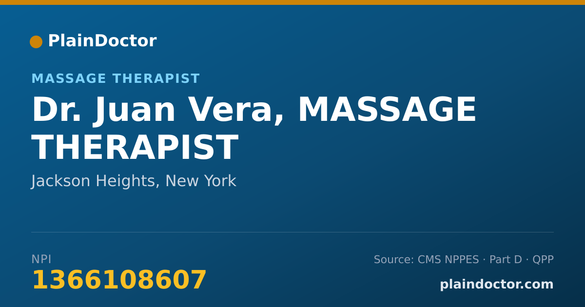 Shareable card for Juan Vera, MASSAGE THERAPIST - Massage Therapist, Jackson Heights, NY