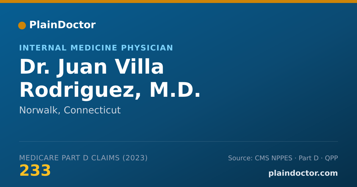 Shareable card for Juan Villa Rodriguez, M.D. - Internal Medicine Physician, Norwalk, CT
