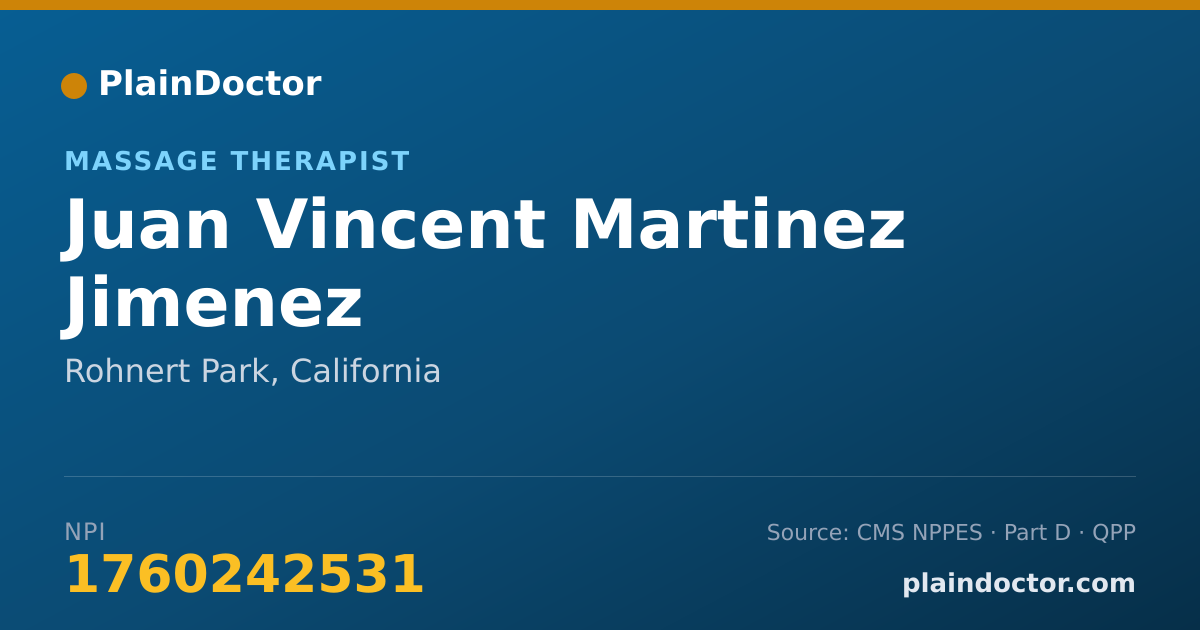 Shareable card for Juan Vincent Martinez Jimenez - Massage Therapist, Rohnert Park, CA