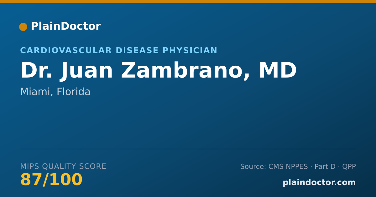 Shareable card for Juan Zambrano, MD - Cardiovascular Disease Physician, Miami, FL