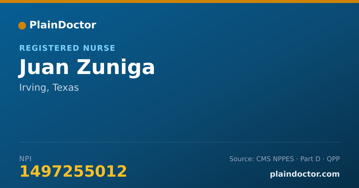 Shareable card for Juan Zuniga - Registered Nurse, Irving, TX