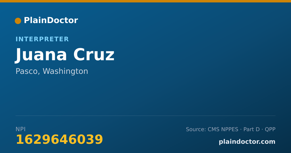 Shareable card for Juana Cruz - Interpreter, Pasco, WA