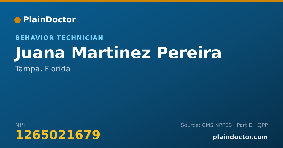 Shareable card for Juana Martinez Pereira - Behavior Technician, Tampa, FL
