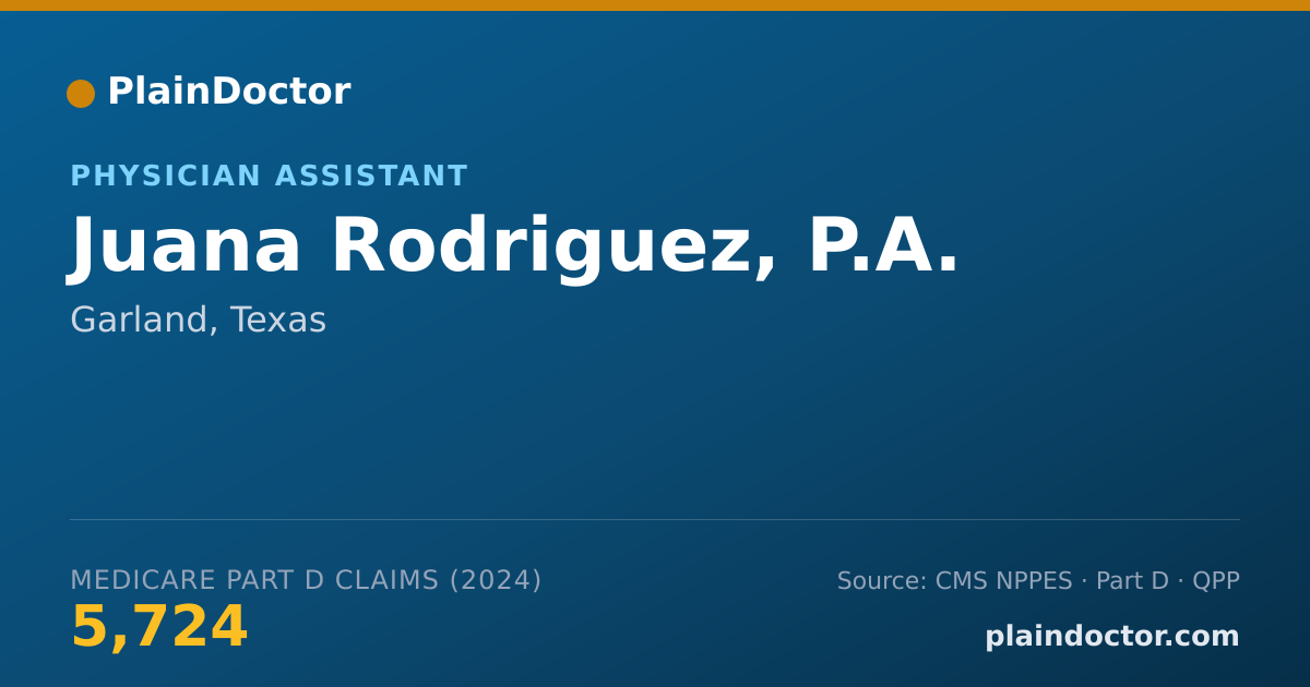 Shareable card for Juana Rodriguez, P.A. - Physician Assistant, Garland, TX