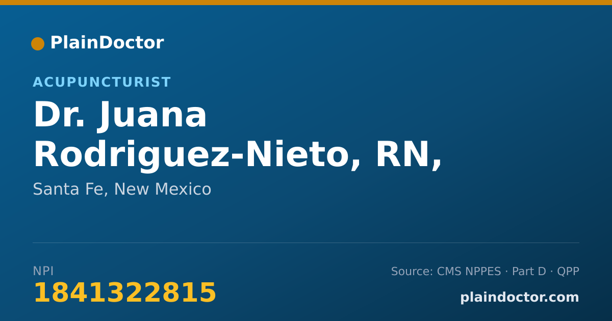 Shareable card for Juana Rodriguez-Nieto, RN, DOM - Acupuncturist, Santa Fe, NM