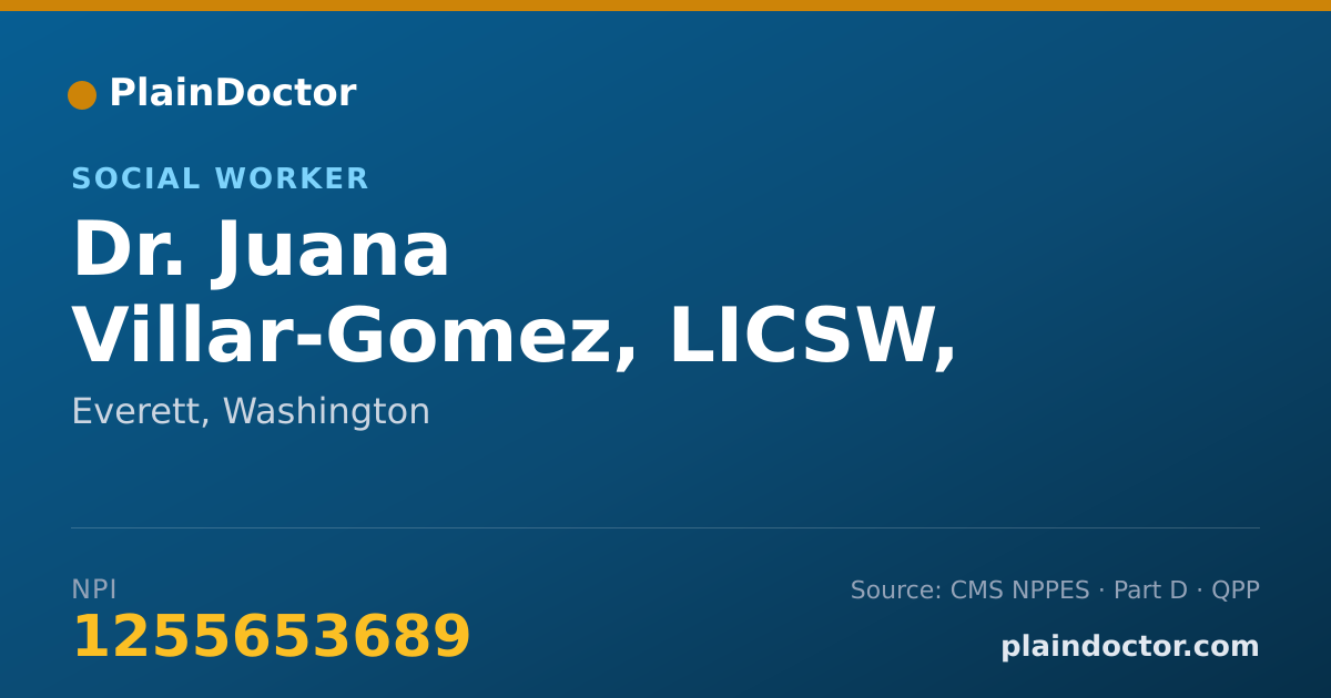 Shareable card for Juana Villar-Gomez, LICSW, CDP - Social Worker, Everett, WA