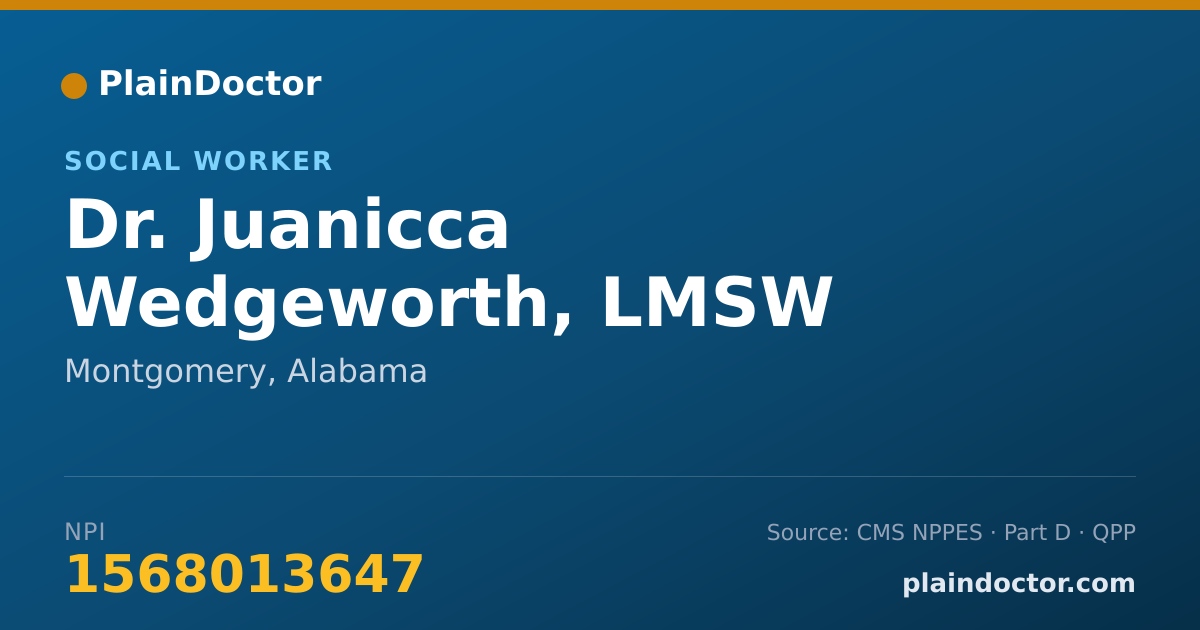 Shareable card for Juanicca Wedgeworth, LMSW - Social Worker, Montgomery, AL