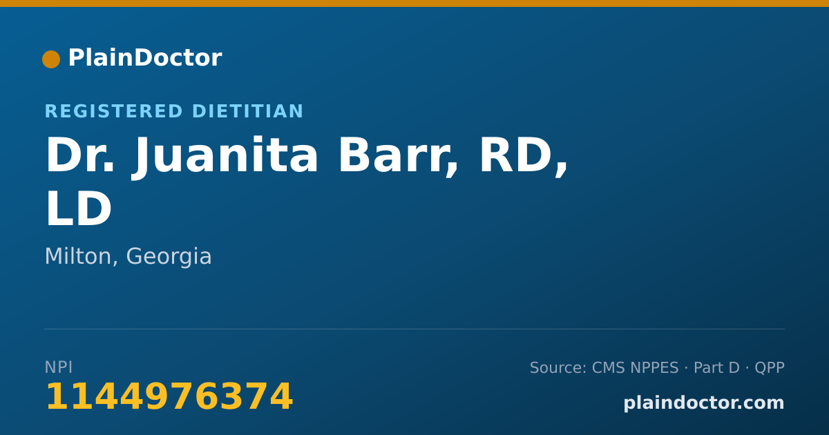 Shareable card for Juanita Barr, RD, LD - Registered Dietitian, Milton, GA