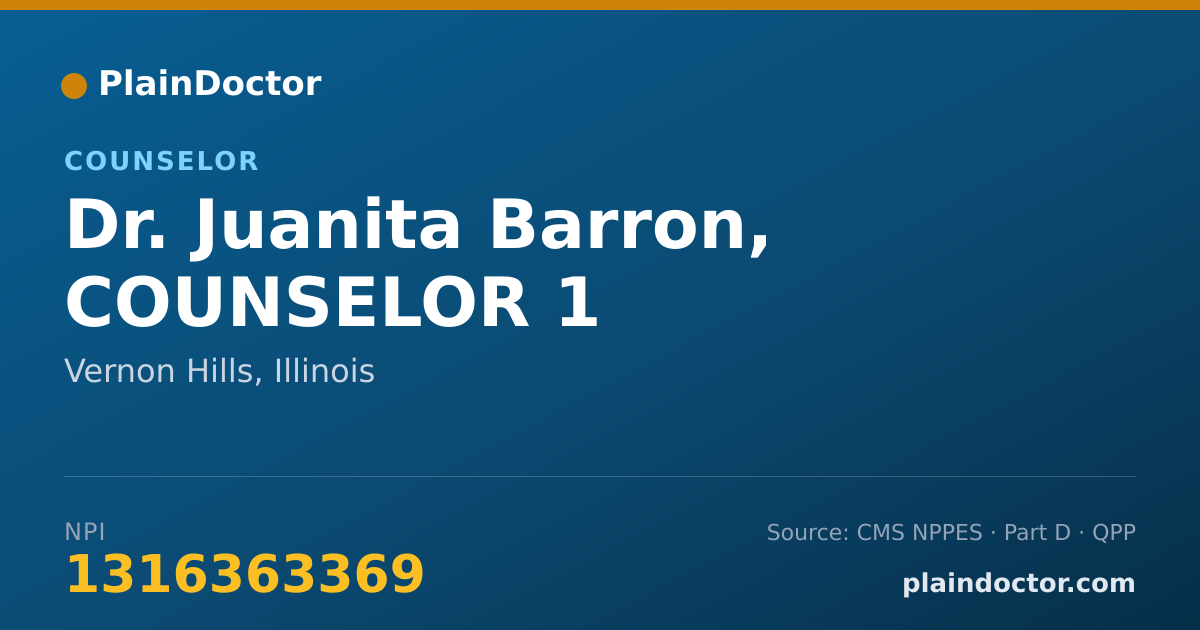 Shareable card for Juanita Barron, COUNSELOR 1 - Counselor, Vernon Hills, IL