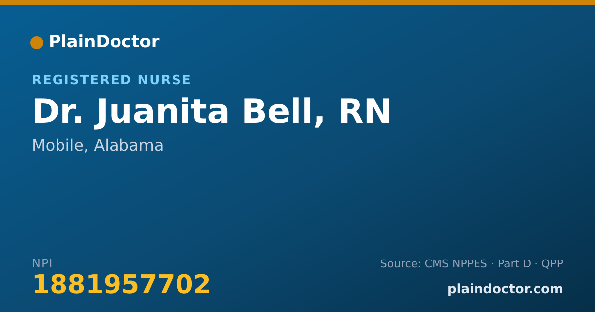 Shareable card for Juanita Bell, RN - Registered Nurse, Mobile, AL