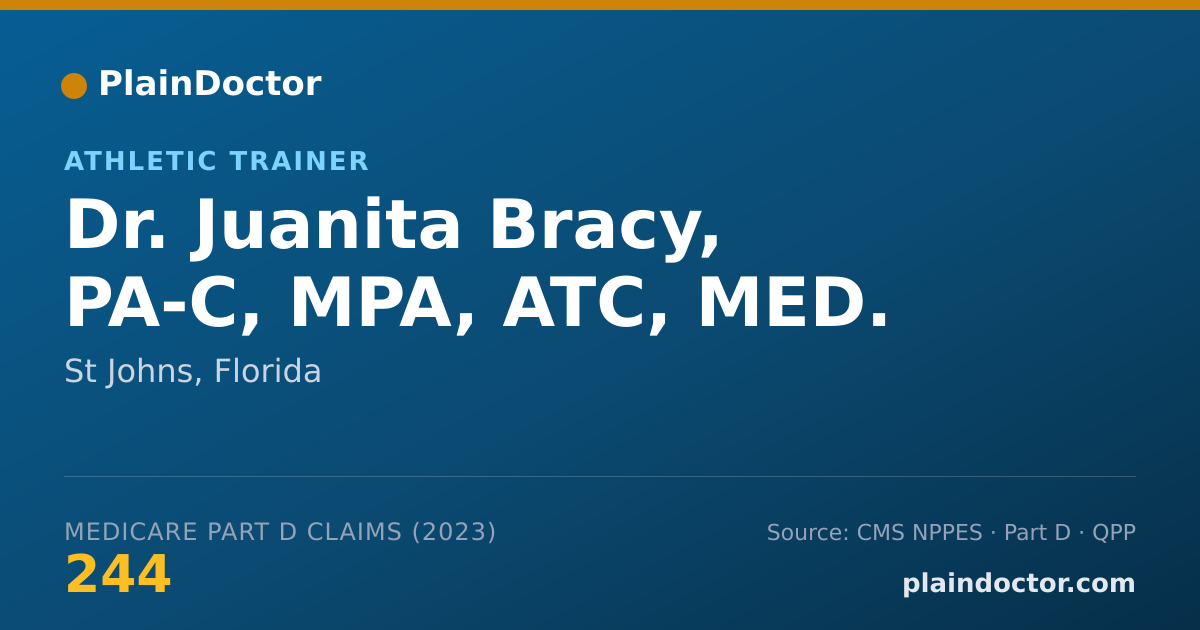 Shareable card for Juanita Bracy, PA-C, MPA, ATC, MED. - Athletic Trainer, St Johns, FL