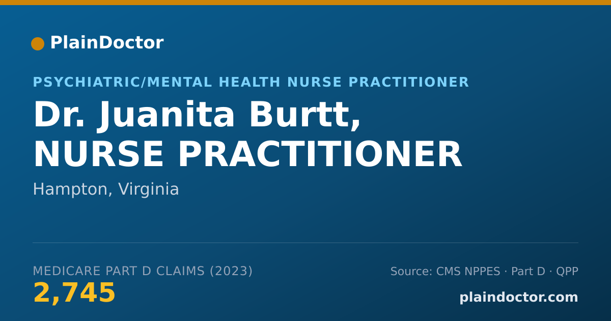 Shareable card for Juanita Burtt, NURSE PRACTITIONER - Psychiatric/Mental Health Nurse Practitioner, Hampton, VA