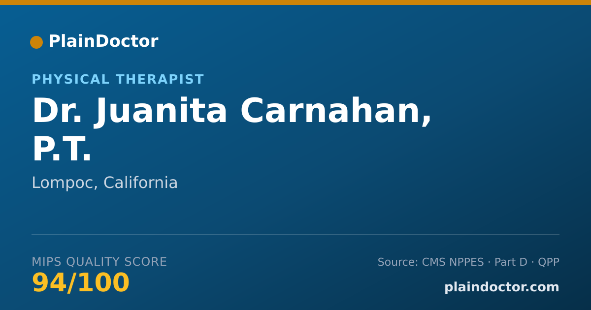 Shareable card for Juanita Carnahan, P.T. - Physical Therapist, Lompoc, CA