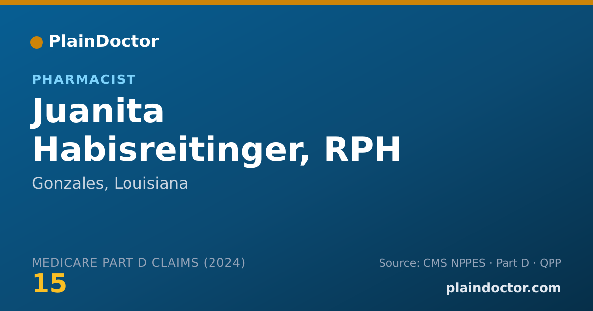 Shareable card for Juanita Habisreitinger, RPH - Pharmacist, Gonzales, LA