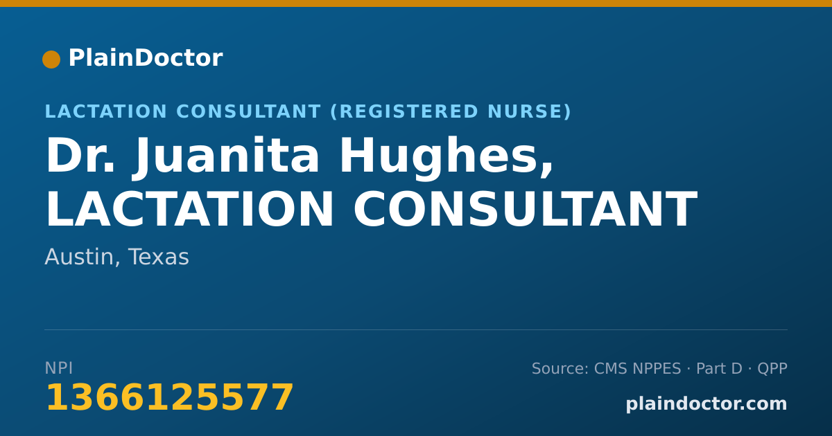 Shareable card for Juanita Hughes, LACTATION CONSULTANT - Lactation Consultant (Registered Nurse), Austin, TX