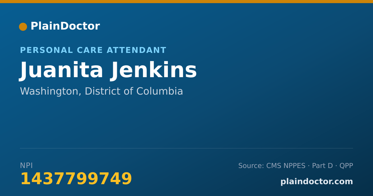 Shareable card for Juanita Jenkins - Personal Care Attendant, Washington, DC
