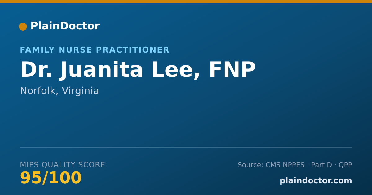 Shareable card for Juanita Lee, FNP - Family Nurse Practitioner, Norfolk, VA