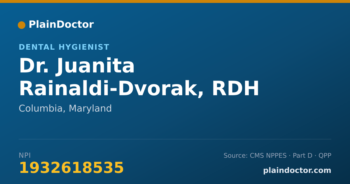 Shareable card for Juanita Rainaldi-Dvorak, RDH - Dental Hygienist, Columbia, MD