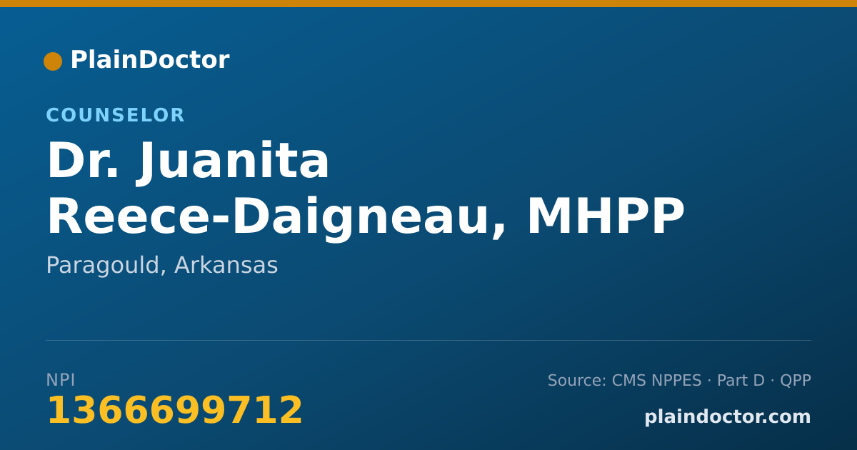 Shareable card for Juanita Reece-Daigneau, MHPP - Counselor, Paragould, AR