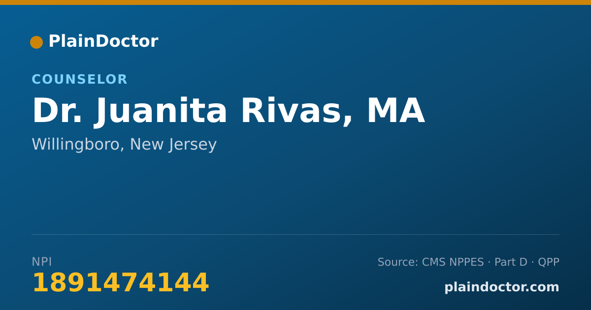 Shareable card for Juanita Rivas, MA - Counselor, Willingboro, NJ