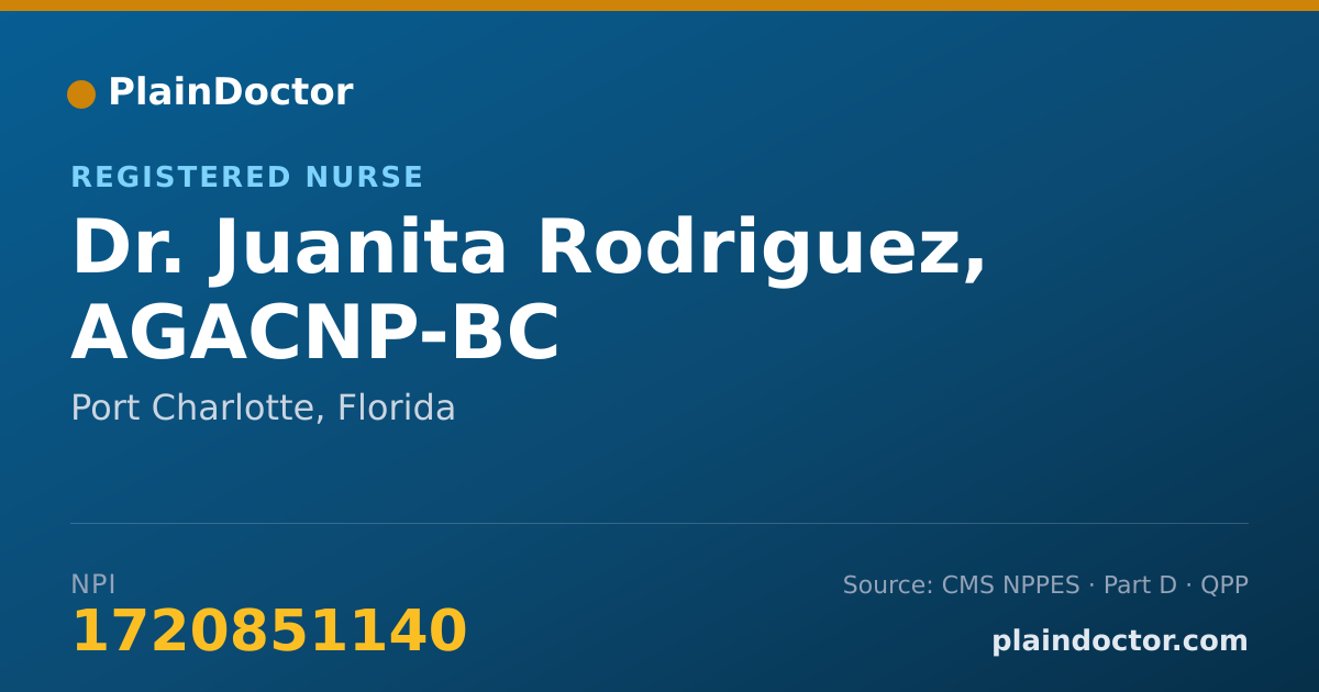 Shareable card for Juanita Rodriguez, AGACNP-BC - Registered Nurse, Port Charlotte, FL
