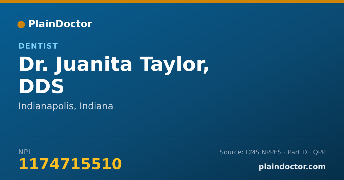 Shareable card for Juanita Taylor, DDS - Dentist, Indianapolis, IN