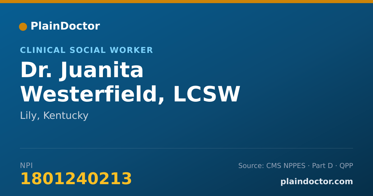 Shareable card for Juanita Westerfield, LCSW - Clinical Social Worker, Lily, KY