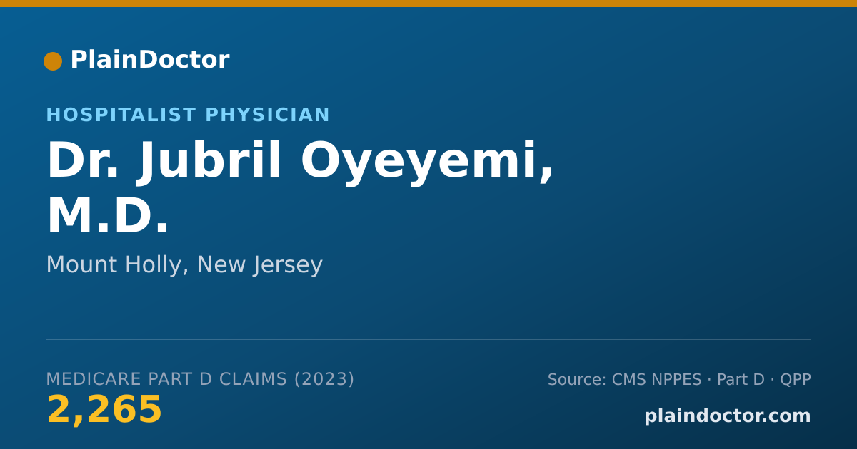 Shareable card for Jubril Oyeyemi, M.D. - Hospitalist Physician, Mount Holly, NJ