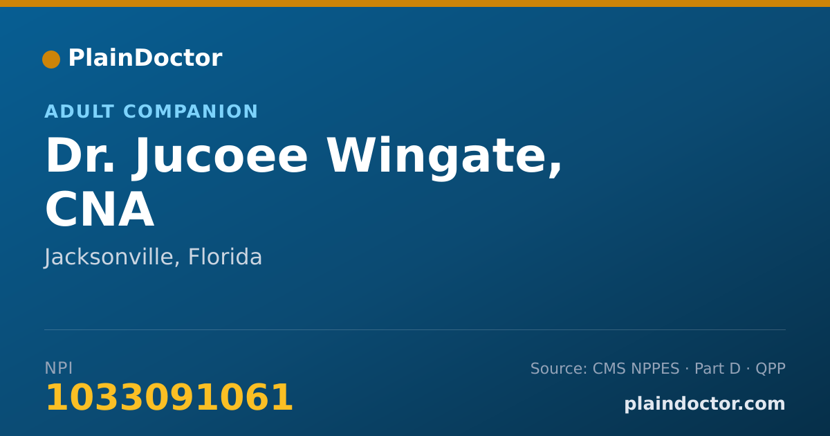Shareable card for Jucoee Wingate, CNA - Adult Companion, Jacksonville, FL