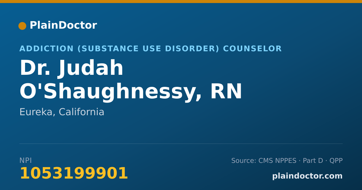 Shareable card for Judah O'Shaughnessy, RN - Addiction (Substance Use Disorder) Counselor, Eureka, CA