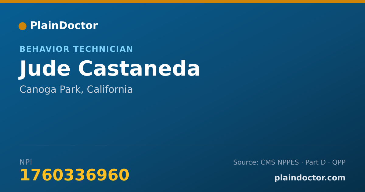 Shareable card for Jude Castaneda - Behavior Technician, Canoga Park, CA