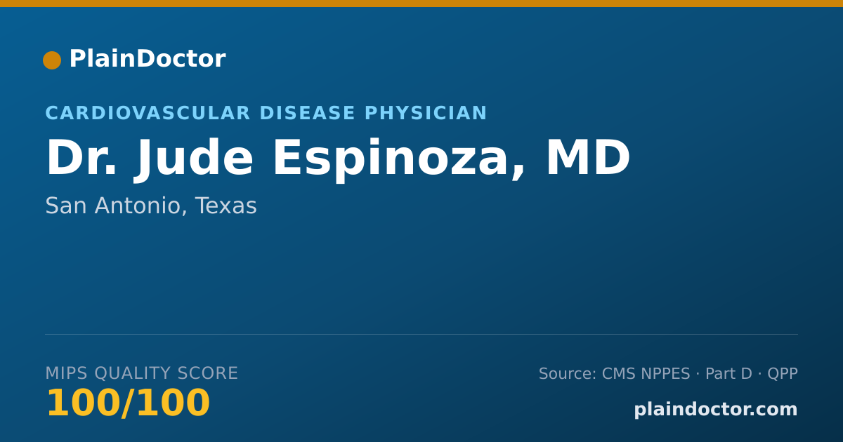 Shareable card for Jude Espinoza, MD - Cardiovascular Disease Physician, San Antonio, TX