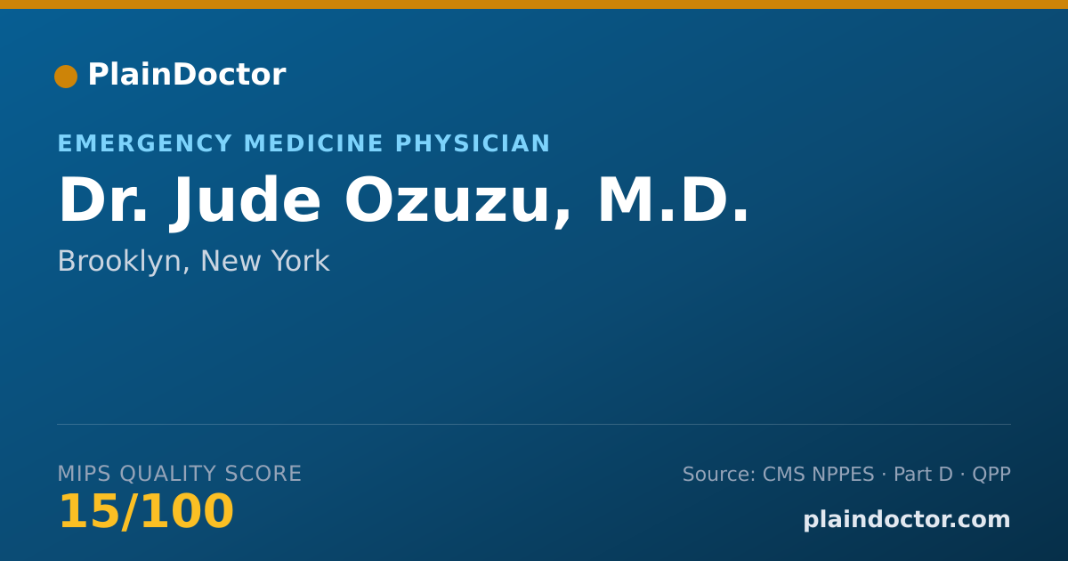 Shareable card for Jude Ozuzu, M.D. - Emergency Medicine Physician, Brooklyn, NY