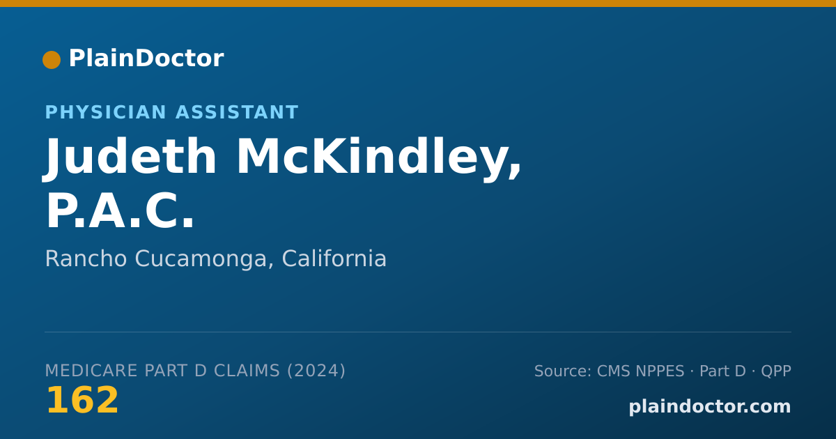 Shareable card for Judeth McKindley, P.A.C. - Physician Assistant, Rancho Cucamonga, CA