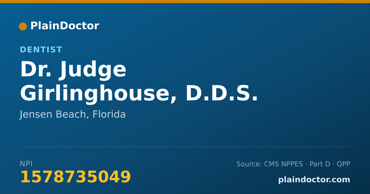 Shareable card for Judge Girlinghouse, D.D.S. - Dentist, Jensen Beach, FL