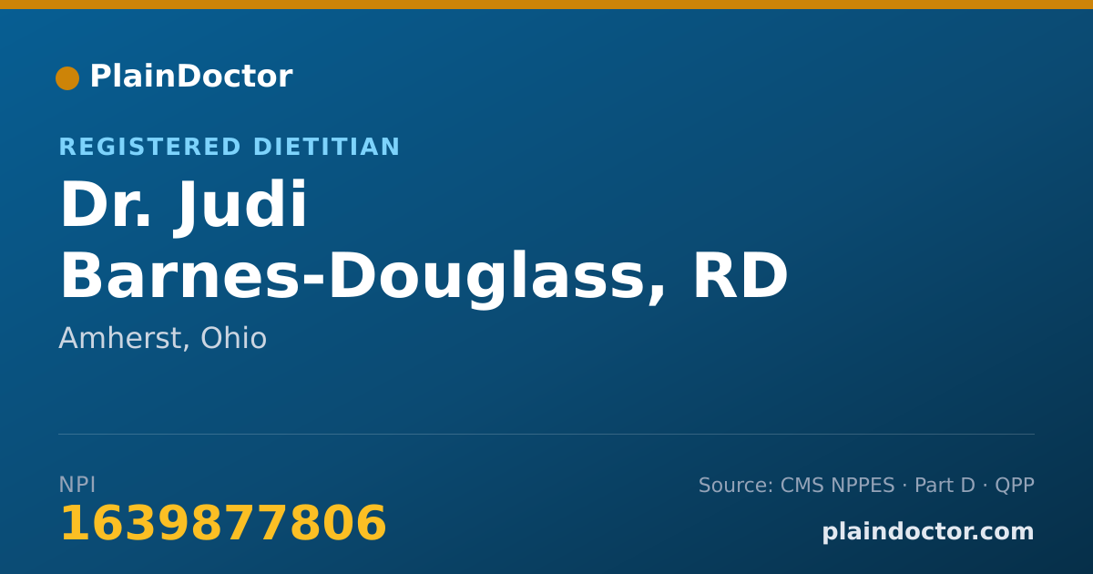 Shareable card for Judi Barnes-Douglass, RD - Registered Dietitian, Amherst, OH
