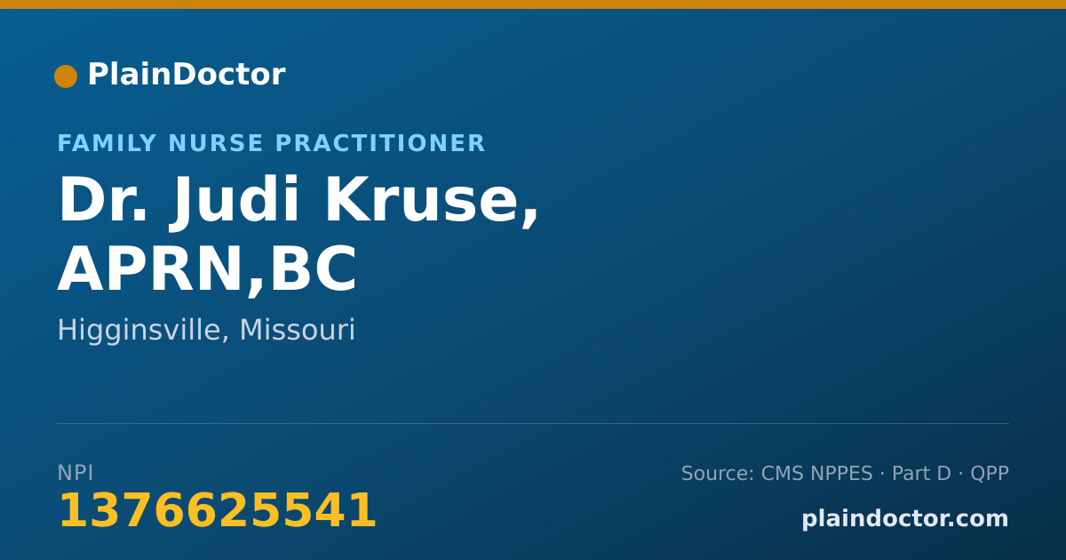 Shareable card for Judi Kruse, APRN,BC - Family Nurse Practitioner, Higginsville, MO