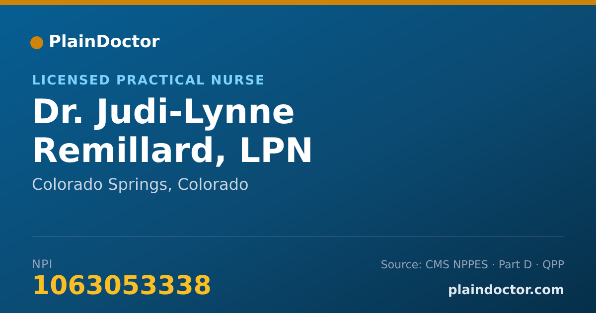 Shareable card for Judi-Lynne Remillard, LPN - Licensed Practical Nurse, Colorado Springs, CO