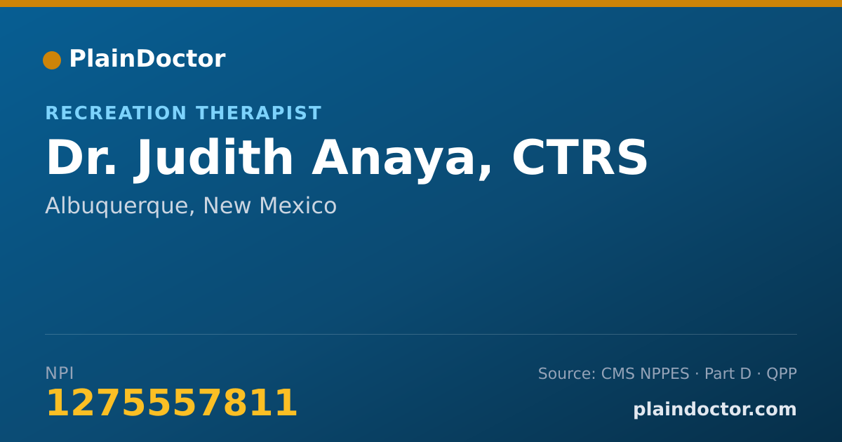 Shareable card for Judith Anaya, CTRS - Recreation Therapist, Albuquerque, NM