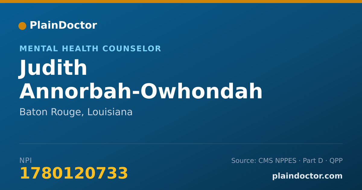 Shareable card for Judith Annorbah-Owhondah - Mental Health Counselor, Baton Rouge, LA