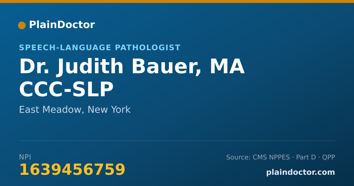 Shareable card for Judith Bauer, MA CCC-SLP - Speech-Language Pathologist, East Meadow, NY
