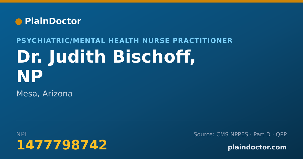 Shareable card for Judith Bischoff, NP - Psychiatric/Mental Health Nurse Practitioner, Mesa, AZ