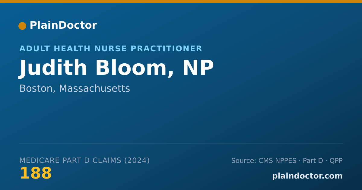 Shareable card for Judith Bloom, NP - Adult Health Nurse Practitioner, Boston, MA