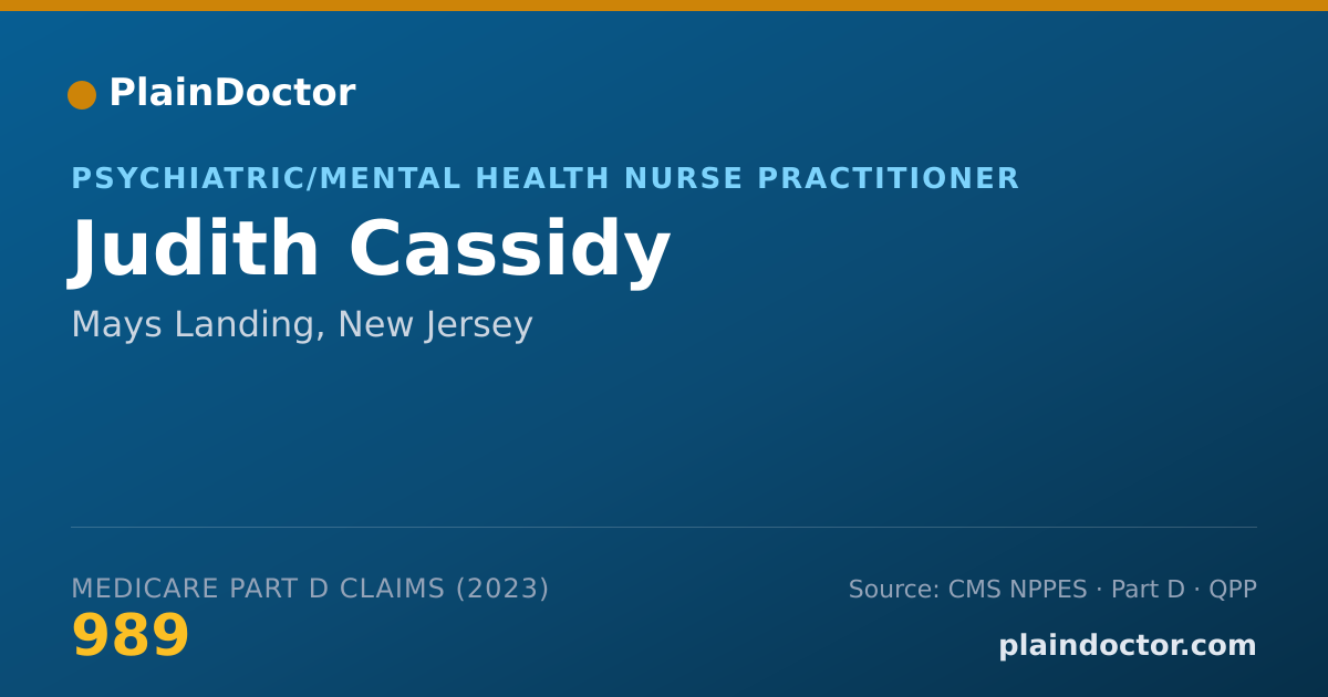 Shareable card for Judith Cassidy - Psychiatric/Mental Health Nurse Practitioner, Mays Landing, NJ