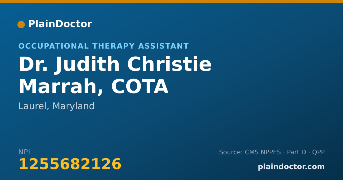 Shareable card for Judith Christie Marrah, COTA - Occupational Therapy Assistant, Laurel, MD
