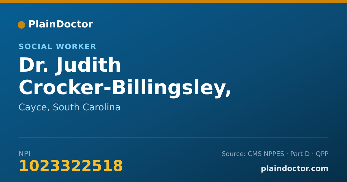 Shareable card for Judith Crocker-Billingsley, LMSW - Social Worker, Cayce, SC
