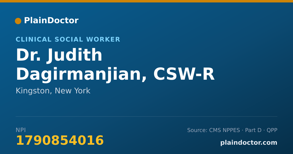 Shareable card for Judith Dagirmanjian, CSW-R - Clinical Social Worker, Kingston, NY