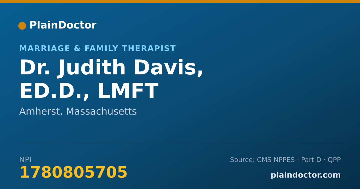 Shareable card for Judith Davis, ED.D., LMFT - Marriage & Family Therapist, Amherst, MA